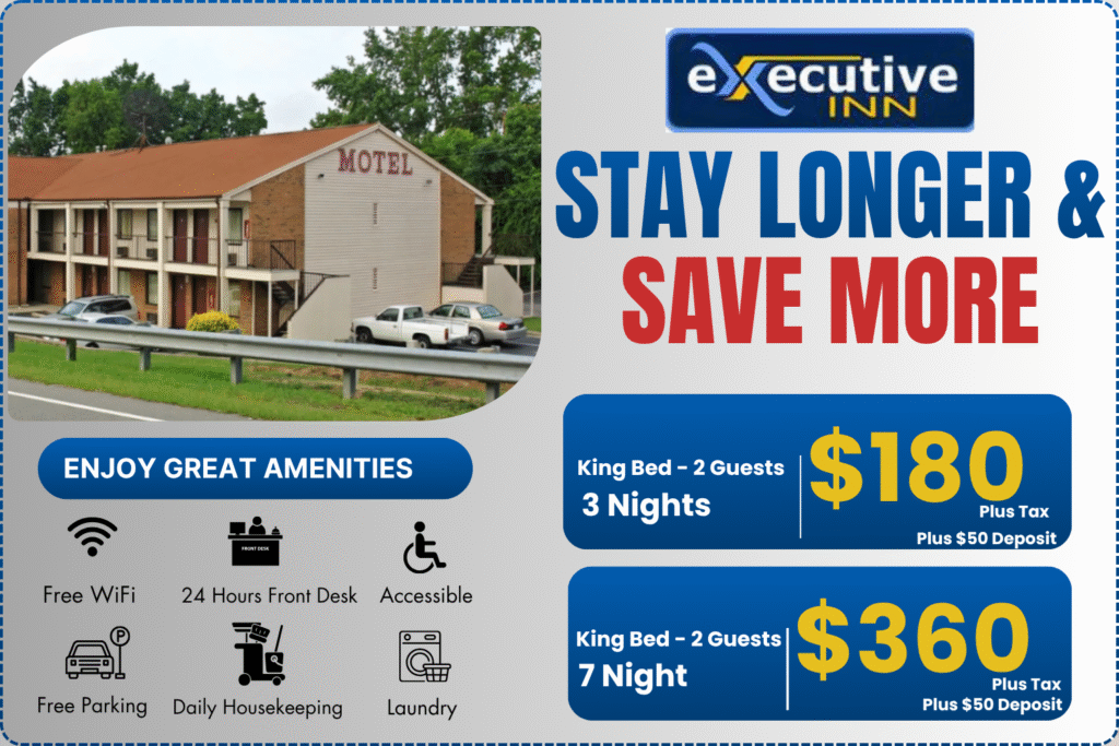 Stay Longer & Save More | Executive Inn West Columbia, SC